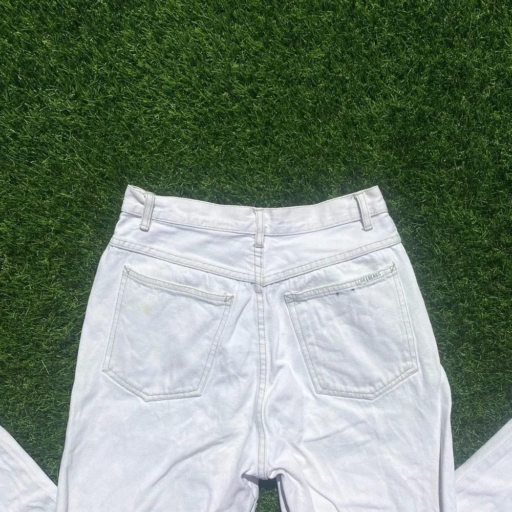 90s Vintage Bill Blass White Straight Leg Denim Mom Jeans 10 Womens 26 27 28
